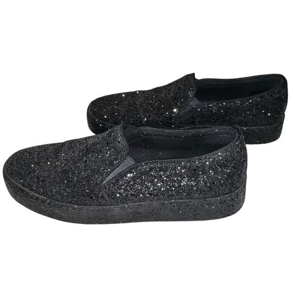 Aldo Womens Size 7.5 Slip On Flats Comfort Shoes Sparkle Bling Charcoal Gray - Picture 4 of 11